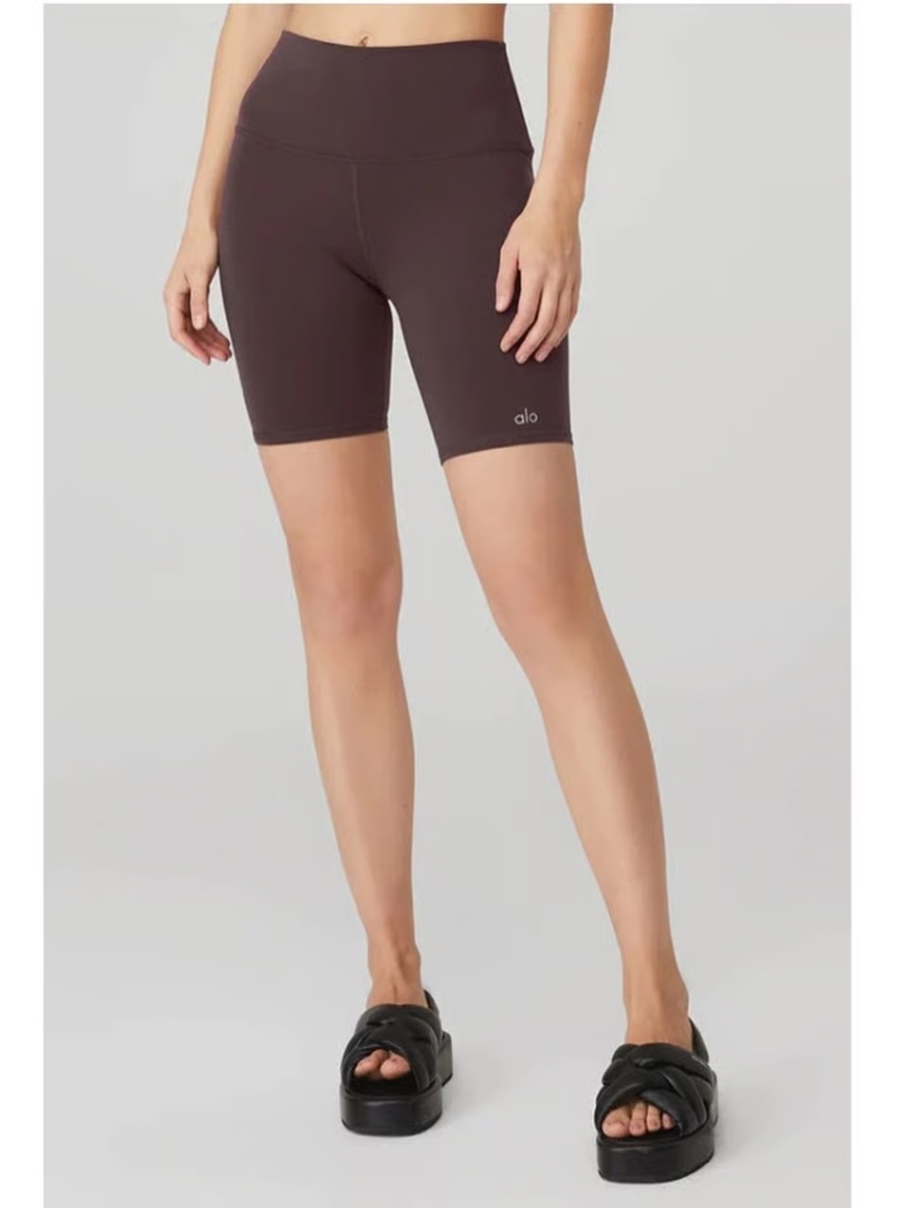 Alo Women's 7” High-Rise Bike Shorts in Raisin